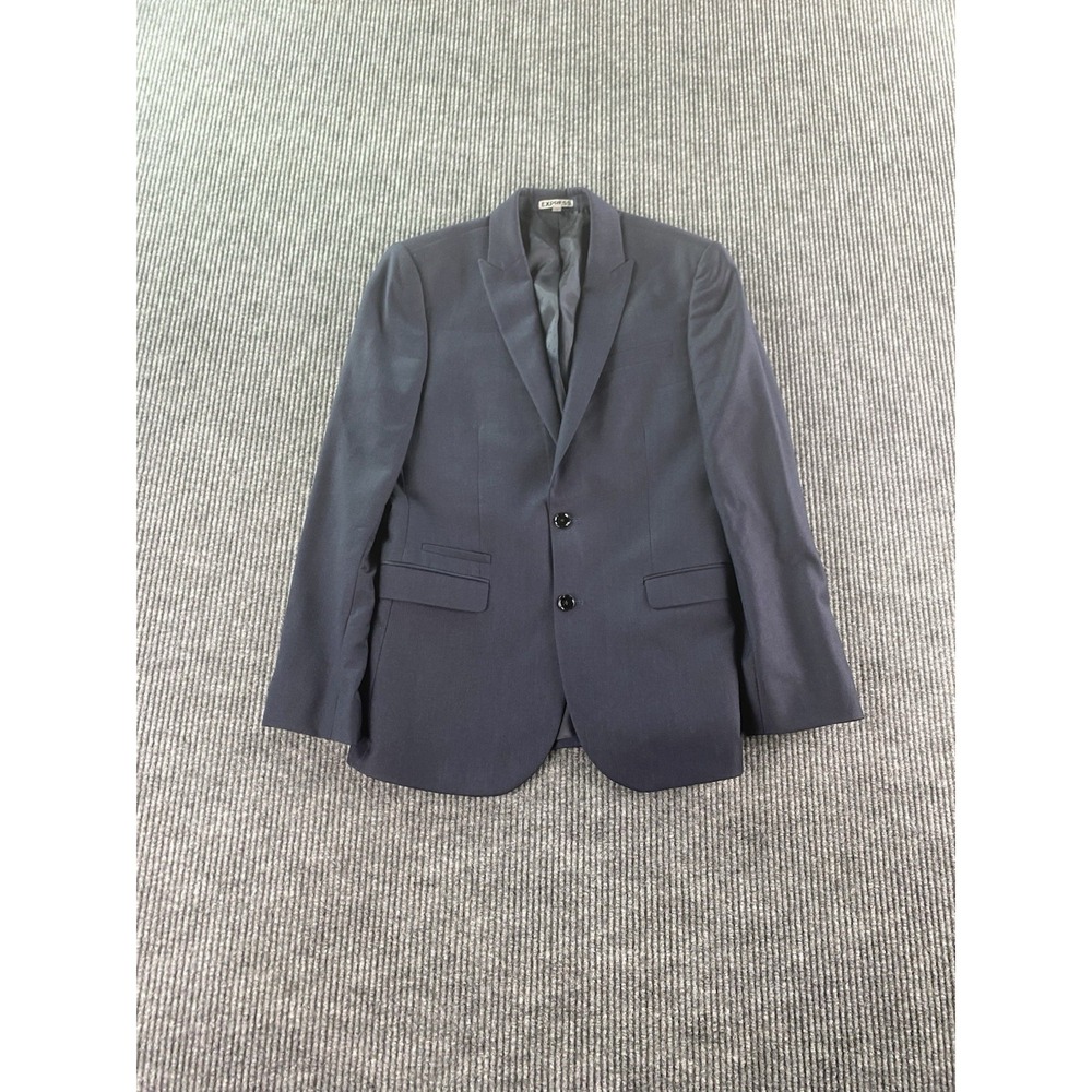 Express Suit Jacket 38 R Blue Wool Solid Fitted Photographer Premium Menswear